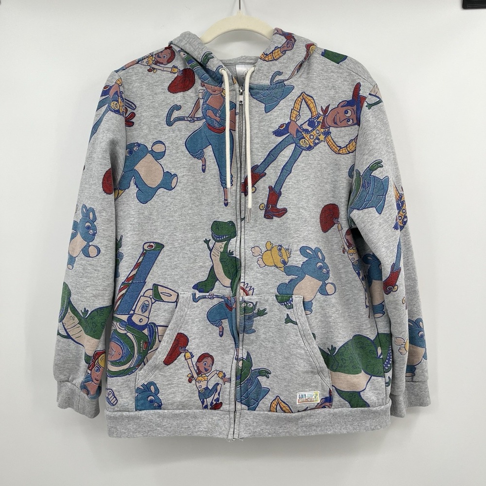 Disney Toy Story Hoodie Sweatshirt Full Zip Women M Giddy Up Woody Buzz Pattern